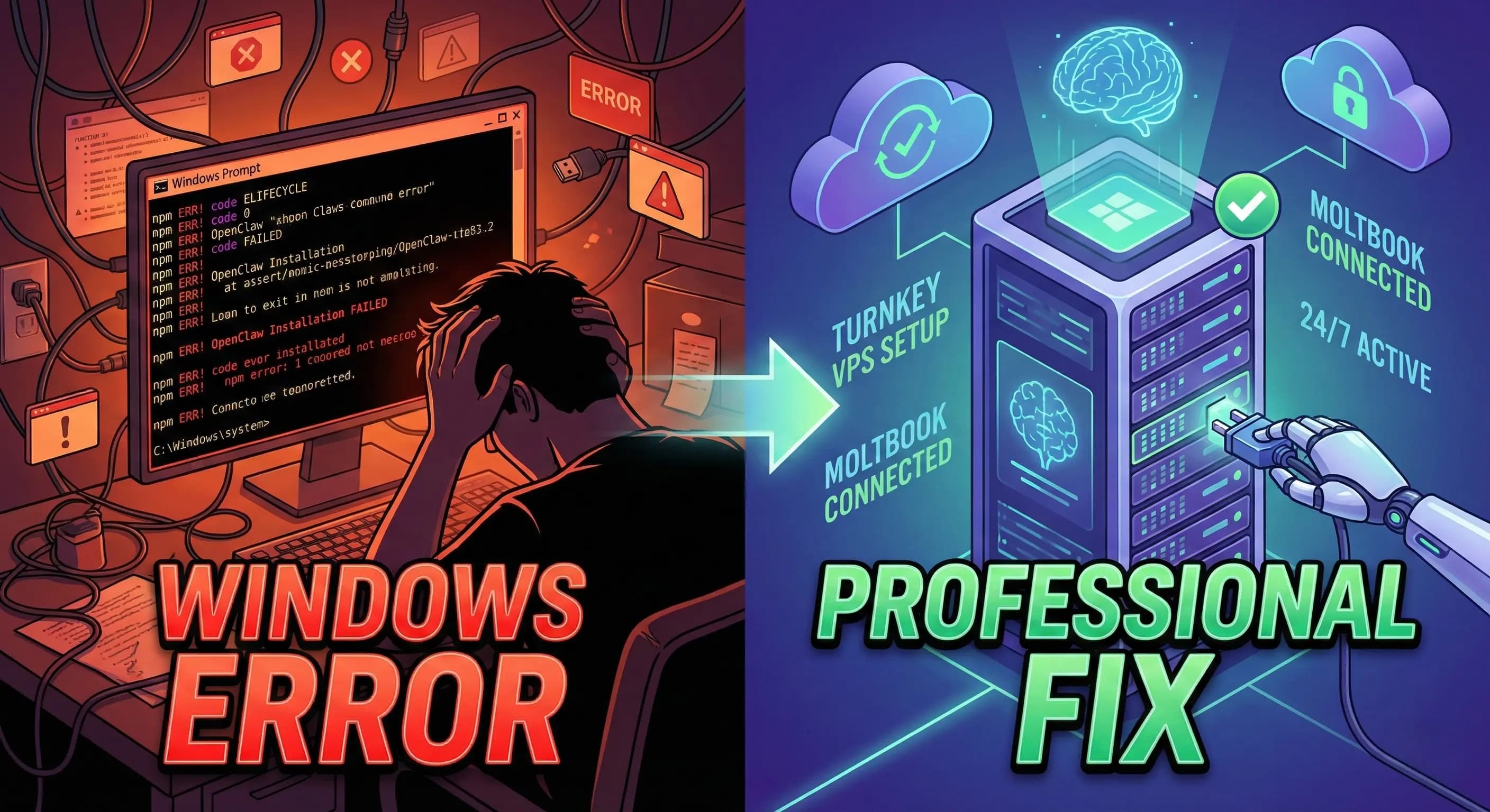 Can't Install OpenClaw on Windows? 5 Terminal Errors & The Turnkey Fix